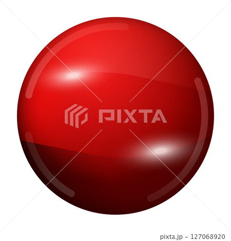 Glass red ball or precious pearl. Glossy realistic ball, 3D abstract vector illustration highlighted on a white background. Big metal bubble with shadow Glass red ball or precious pearl. Glossy realistic ball, 3D abstract vector illustration highlighted on a white background. Big metal bubble with shadow 127068920