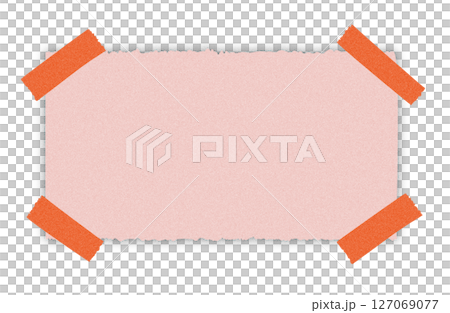 Illustration material: Pink paper pasted with masking tape 127069077