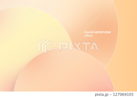 Modern background with glass morphism vector effect. Transparent glass card design. Glassmorphism trend style. Abstract banner with colored, white circles with blur and shadows. Vector illustration 127069105
