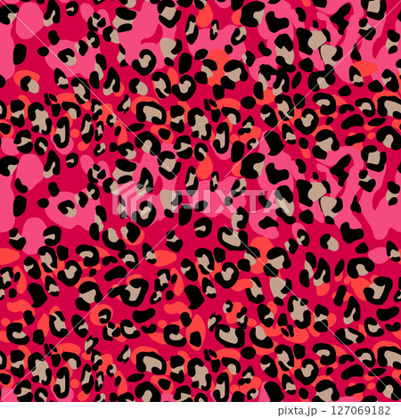 Abstract modern leopard seamless pattern. Animals trendy background. Color decorative vector stock illustration for print, card, postcard, fabric, textile. Modern ornament of stylized skin 127069182