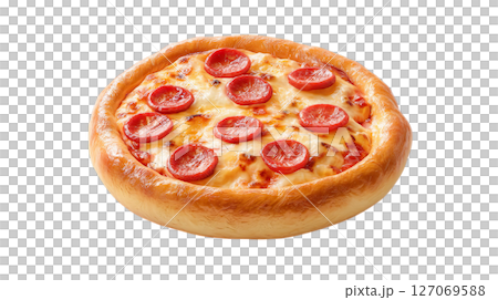 Delicious American pizza on transparent background (png) 127069588