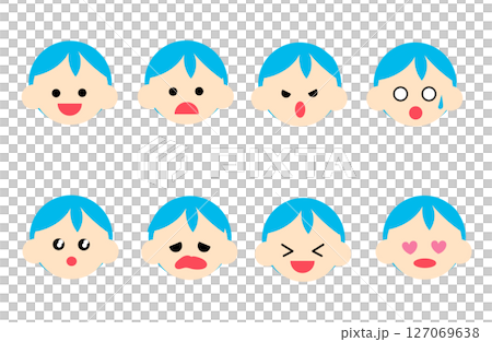 Children's facial expression icon set (boys, color) Children's facial expression icon set (boys, color) 127069638