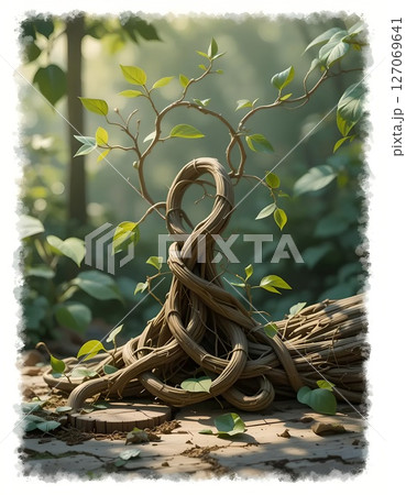 Mystical Forest Vine: A Digital Nature Scene 127069641