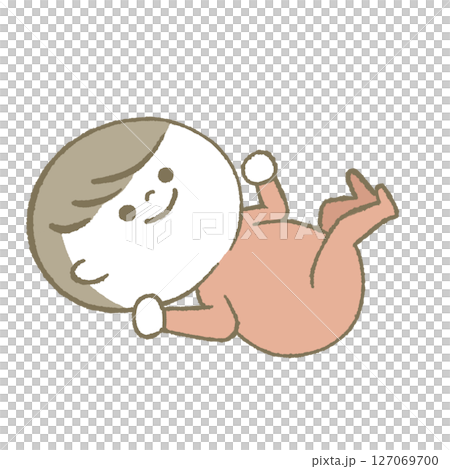 ご機嫌な赤ちゃん　ピンク 127069700