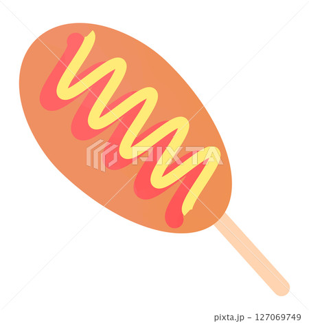 アメリカンドッグのフラットで可愛いイラスト 127069749