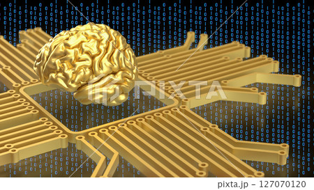The Gold Brain and Logic for Technology concept 3d Rendering. 127070120