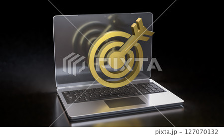 The Blue eye Target on Laptop for Business concept 3d Rendering. 127070132