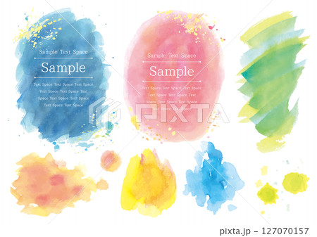 青とピンクとカラフルな水彩のデザインパーツセット 青とピンクとカラフルな水彩のデザインパーツセット 127070157