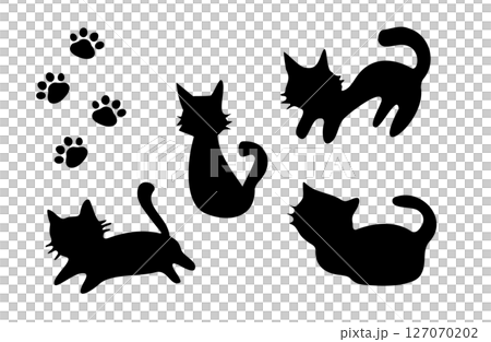 黑貓手繪插畫集剪影 127070202