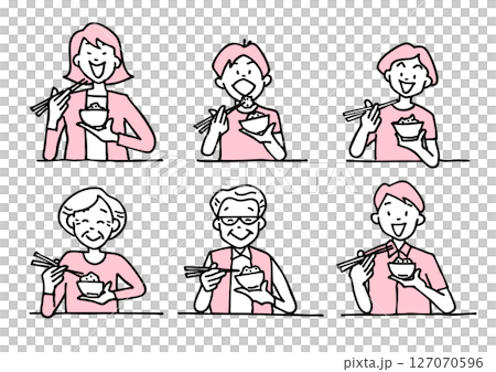 一家人用筷子吃飯的插圖 一家人用筷子吃飯的插圖 127070596