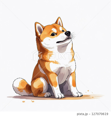 お座りする柴犬 127070619