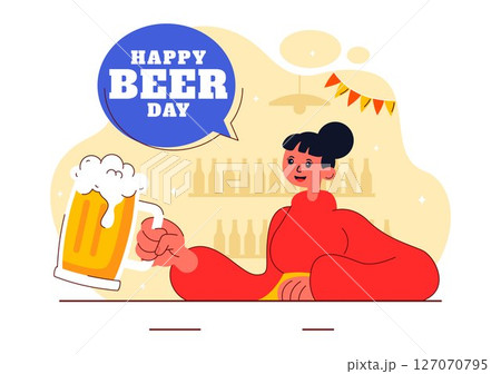 International Beer Day Vector Illustration on August 5, Featuring Beer Drink, Cheers Beers Celebration, and Brewing Elements in a Flat Background International Beer Day Vector Illustration on August 5, Featuring Beer Drink, Cheers Beers Celebration, and Brewing Elements in a Flat Background 127070795