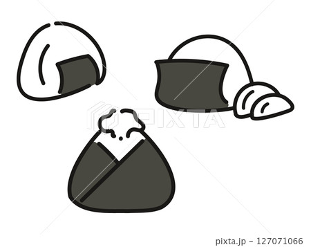 のりを巻いた手描きおにぎり3つセット 127071066