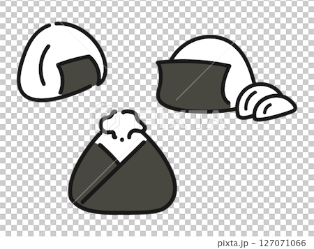のりを巻いた手描きおにぎり3つセット 127071066