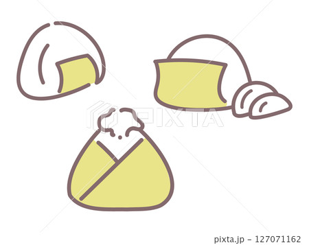 のりを巻いた手描きおにぎり3つセット のりを巻いた手描きおにぎり3つセット 127071162