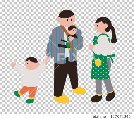 幼稚園、保育園の先生と親子のイラスト 127071340