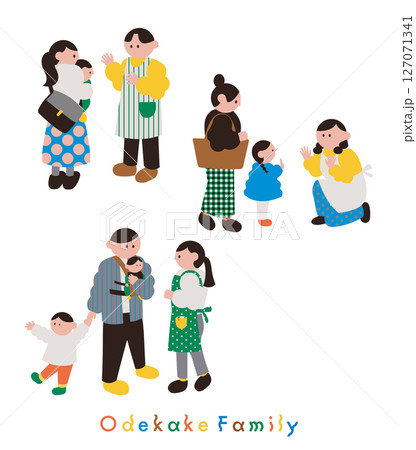 幼稚園、保育園の先生と親子のセット 127071341