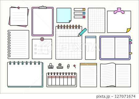 シンプルなメモ帳の素材セット 127071674