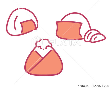 のりを巻いた手描きおにぎり3つセット 127071790