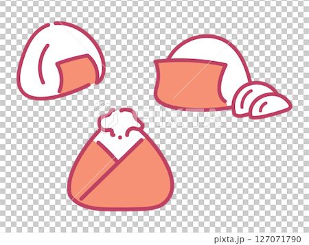 のりを巻いた手描きおにぎり3つセット 127071790