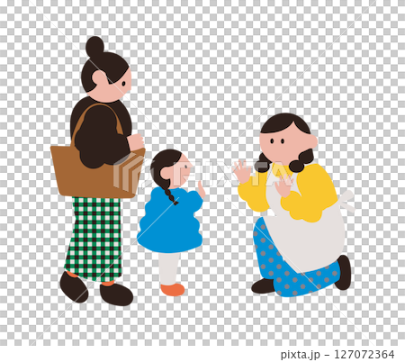 幼兒園或託兒所老師以及家長和孩子的插圖 幼兒園或託兒所老師以及家長和孩子的插圖 127072364
