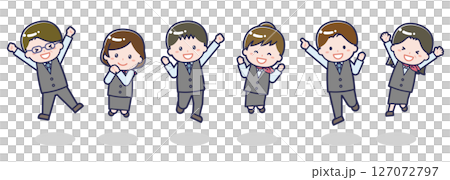 いろいろな人物セット_はしゃぐ_販売員 127072797