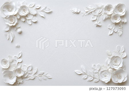 花と葉の繊細な紙アート装飾(AI生成画像) 花と葉の繊細な紙アート装飾(AI生成画像) 127073093