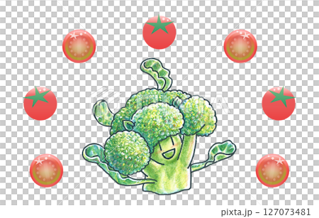 西蘭花啦啦隊和閃亮的櫻桃番茄 127073481