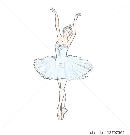 白鳥の衣装で踊るバレリーナのイラスト素材 [127073634] - PIXTA