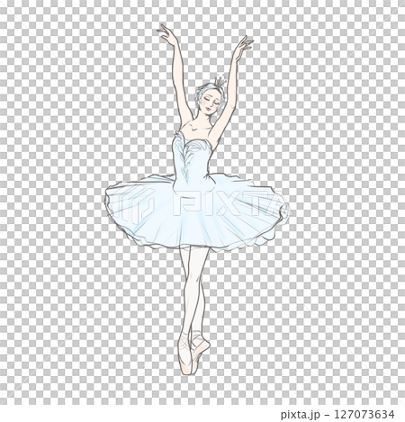 芭蕾舞女演員穿著天鵝服裝跳舞 127073634