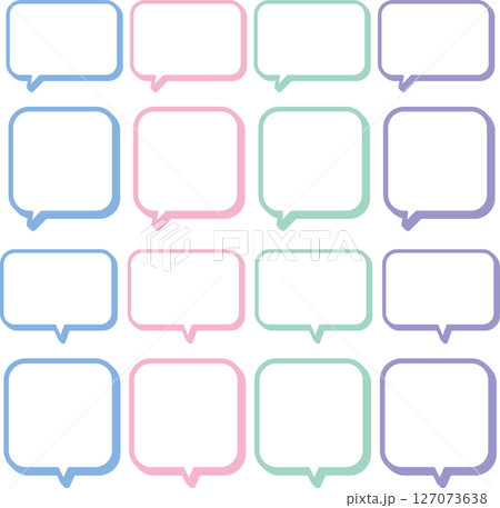 四角いパステルカラーのシンプルなふきだしセット 127073638