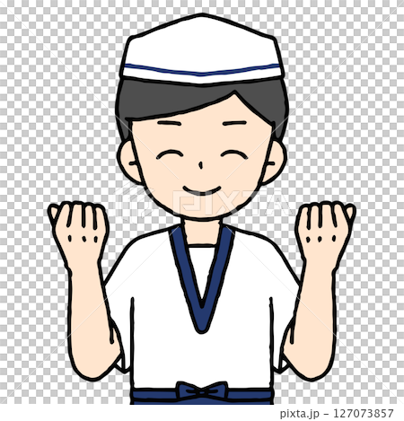 一位男廚師正在揮拳 127073857