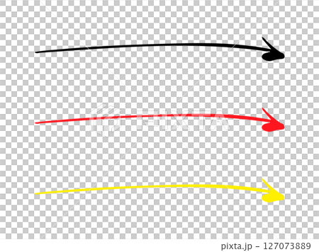 手書きの右向き矢印　黒 赤 黄色　ベクター 127073889