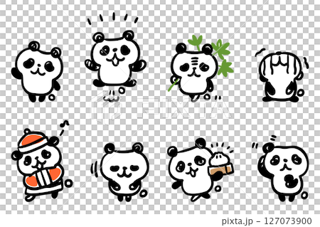 Hand-drawn panda character illustration set ① (greetings, joy, anger, sadness, happiness, etc.) Hand-drawn panda character illustration set ① (greetings, joy, anger, sadness, happiness, etc.) 127073900