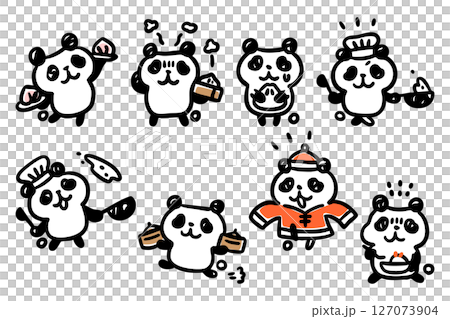 手描きのパンダキャラのイラストセット⑤(食べ物他) 手描きのパンダキャラのイラストセット⑤(食べ物他) 127073904