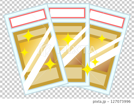 沢山のトレーディングカード 鑑定済みのキラカードのイラストイメージ 線なし 127073996