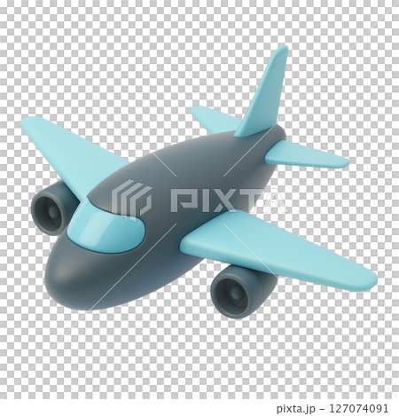 3D airplane icon on transparent background 127074091