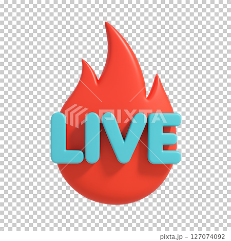 3D live icon with flame motif (transparent background) 127074092