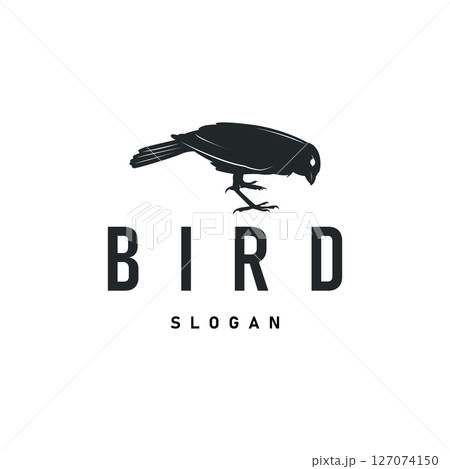 bird logo concept animal design flying freely in the sky hummingbird silhouette with a simple, cool, modern design illustration of a brand symbol template for a business product or poster template 127074150