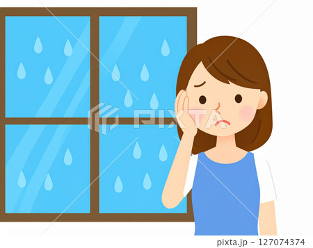 雨　低気圧　頭痛　体調不良　気象病　低気圧頭痛 127074374