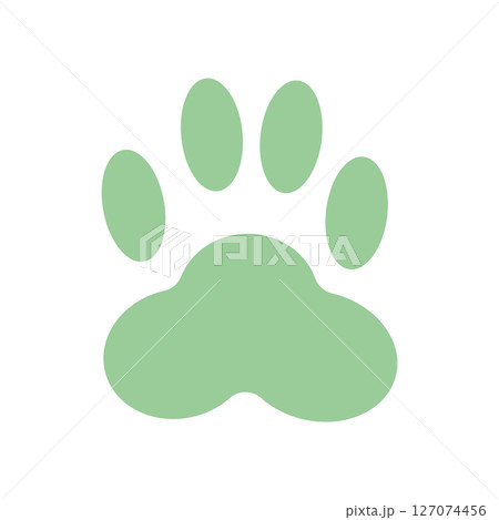 猫の足跡の肉球イラスト素材　緑色シンプル　ベクター　png 127074456