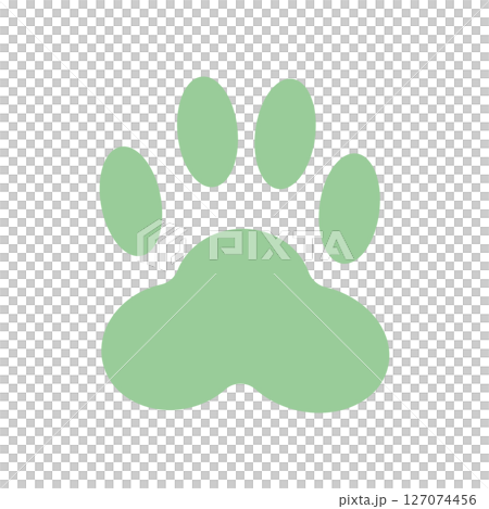 猫の足跡の肉球イラスト素材　緑色シンプル　ベクター　png 127074456