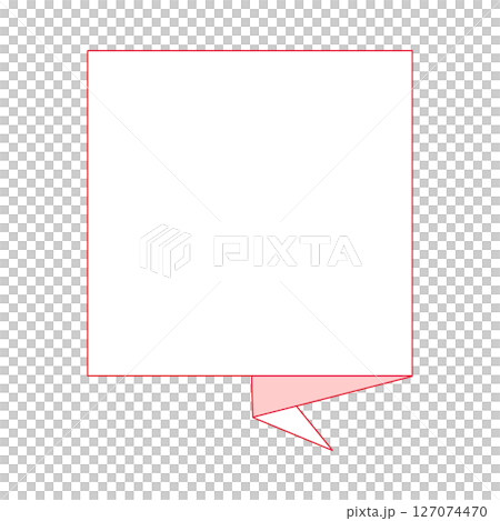Speech bubble frame illustration material - Red and pink sharp rectangle - Vector - PNG with transparent background 127074470