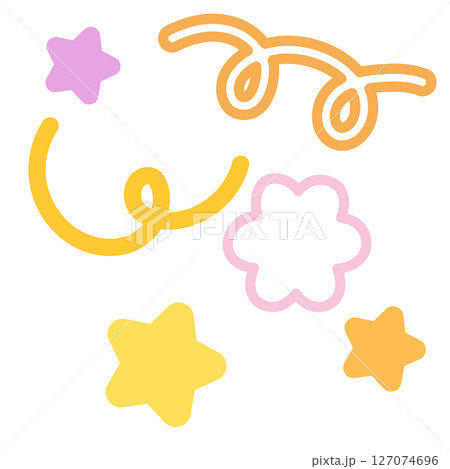 Cute illustration of stars, doodle, flower for sticker, logo, icon, mood, positive vibe, good energy, tattoo, decorations, cute patch, brooch, shirt print, sign, symbol, emoji, expression 127074696