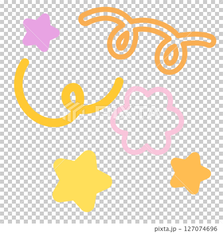 Cute illustration of stars, doodle, flower for sticker, logo, icon, mood, positive vibe, good energy, tattoo, decorations, cute patch, brooch, shirt print, sign, symbol, emoji, expression 127074696