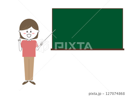 黒板の前に立つ女性教師のイラスト 127074868