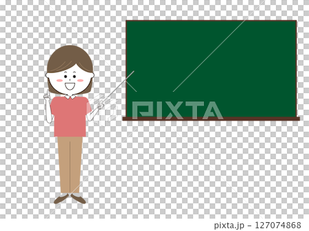 黒板の前に立つ女性教師のイラスト 127074868
