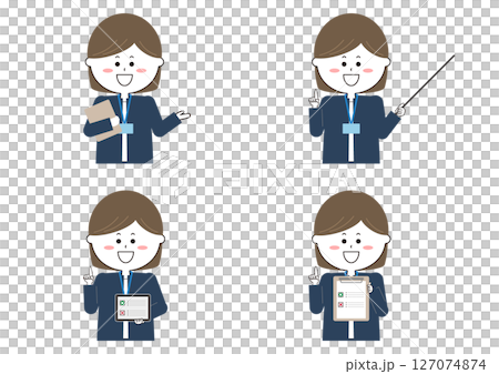 Illustration set of a woman explaining Illustration set of a woman explaining 127074874