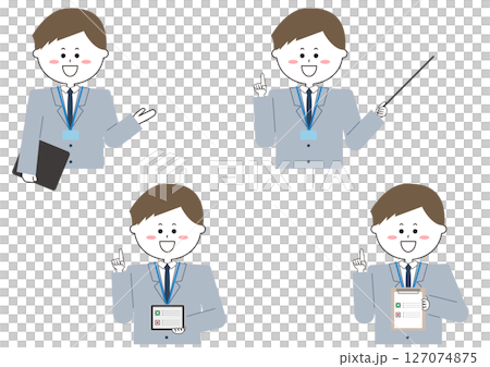 Illustration set of a man explaining 127074875
