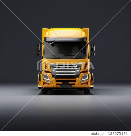 an AI Image Generator, Front View of a Modern White Truck Against a Neutral Background 127075172